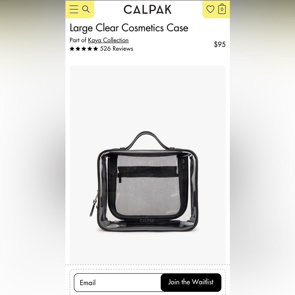 CALPAK Large Clear Cosmetics Case (EUC)
